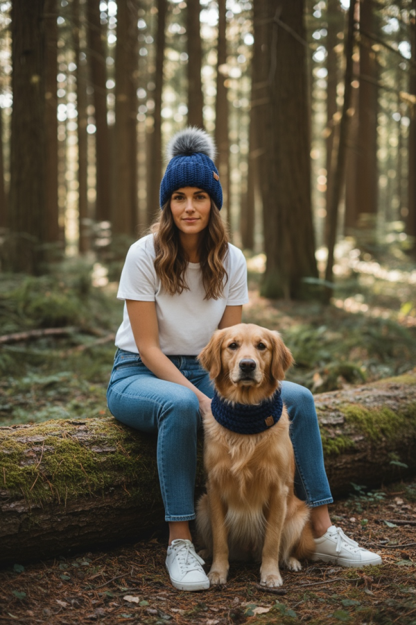 Navy Hat a Human with Dog Alpine Howl